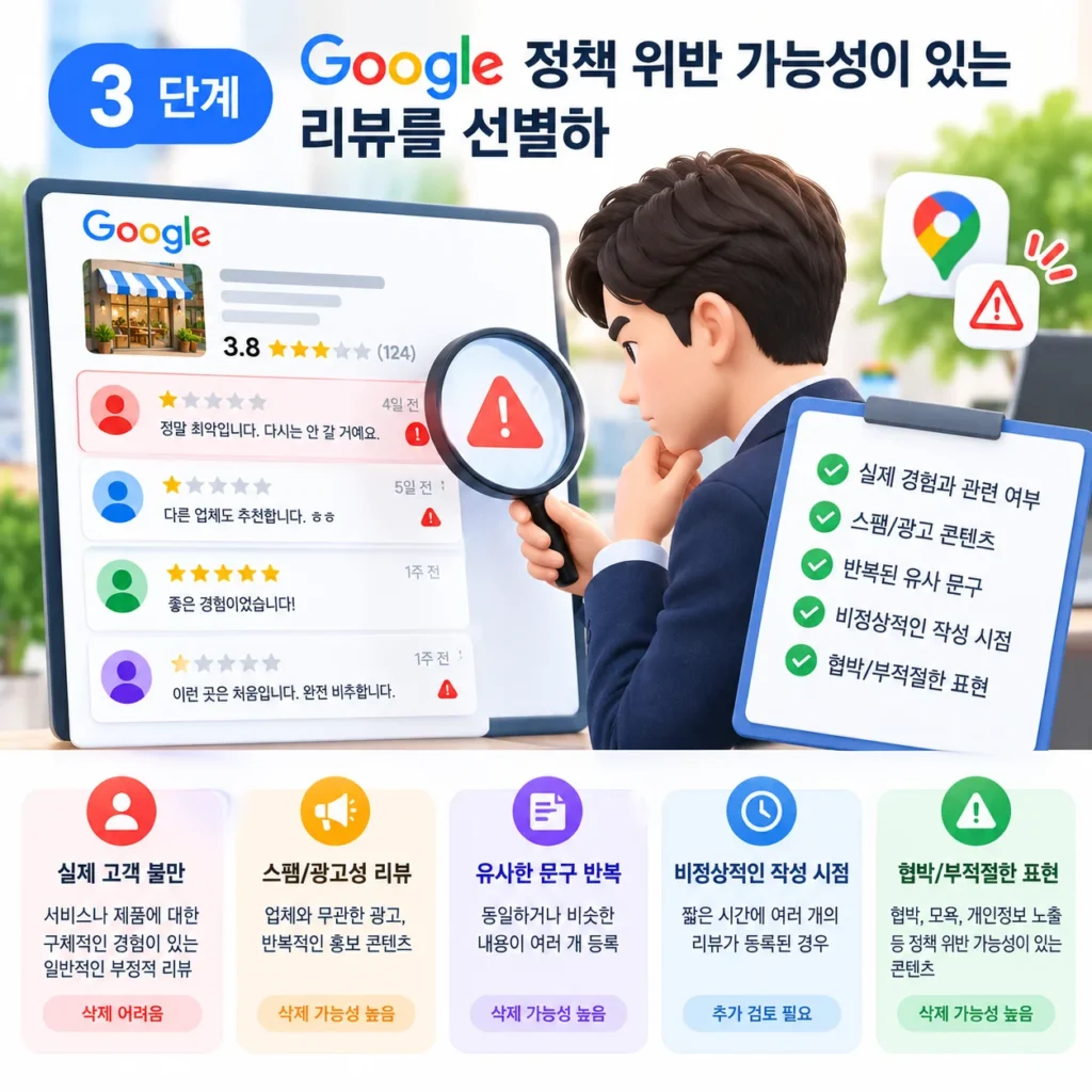 Google 정책 위반 가능성이 있는 리뷰를 선별하는 방법